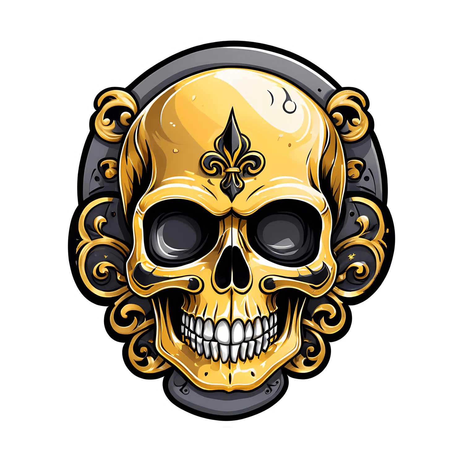 Golden Skull Sticker - UV DTF Decor - Heat Press Transfer