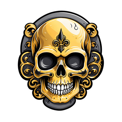 Golden Skull Sticker - UV DTF Decor - Heat Press Transfer