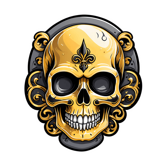 Golden Skull Sticker - UV DTF Decor - Heat Press Transfer