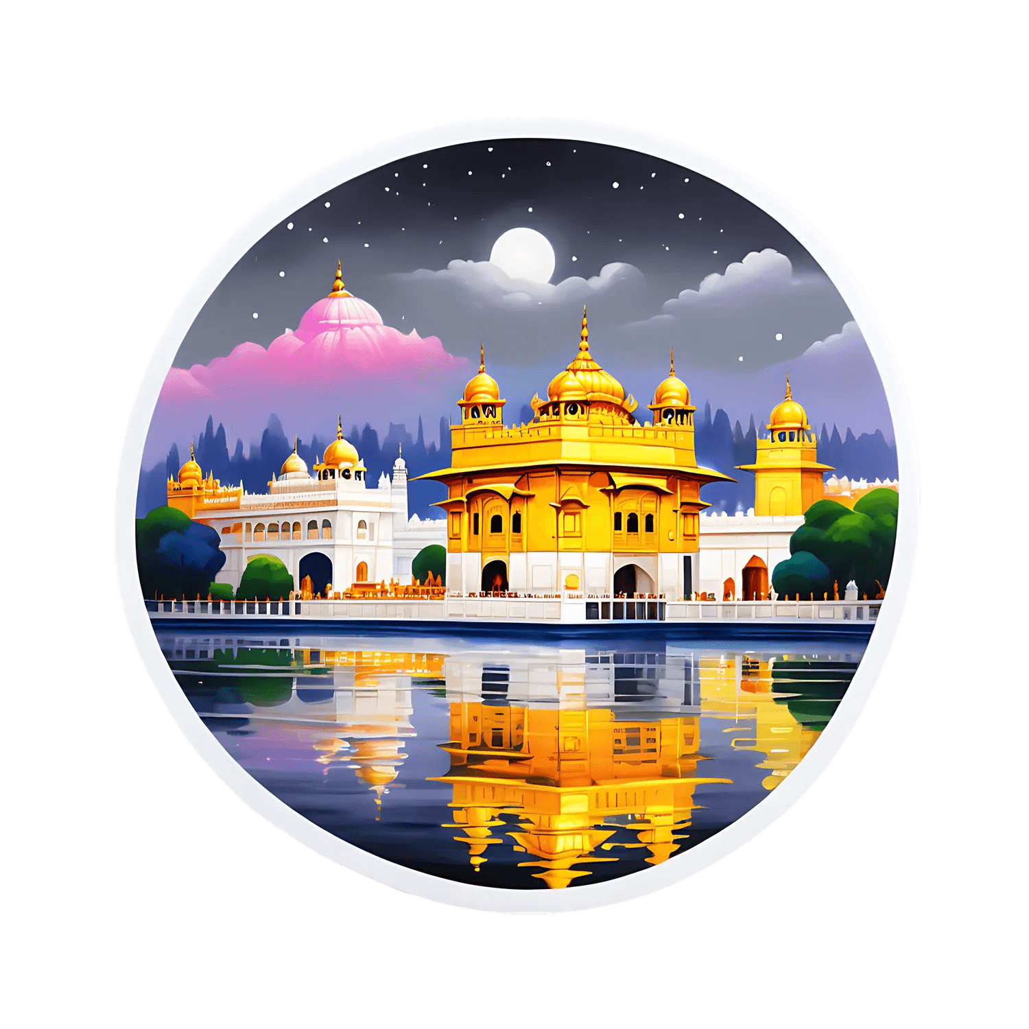 Golden Temple Night View - UV Sticker - Heat Press Transfer