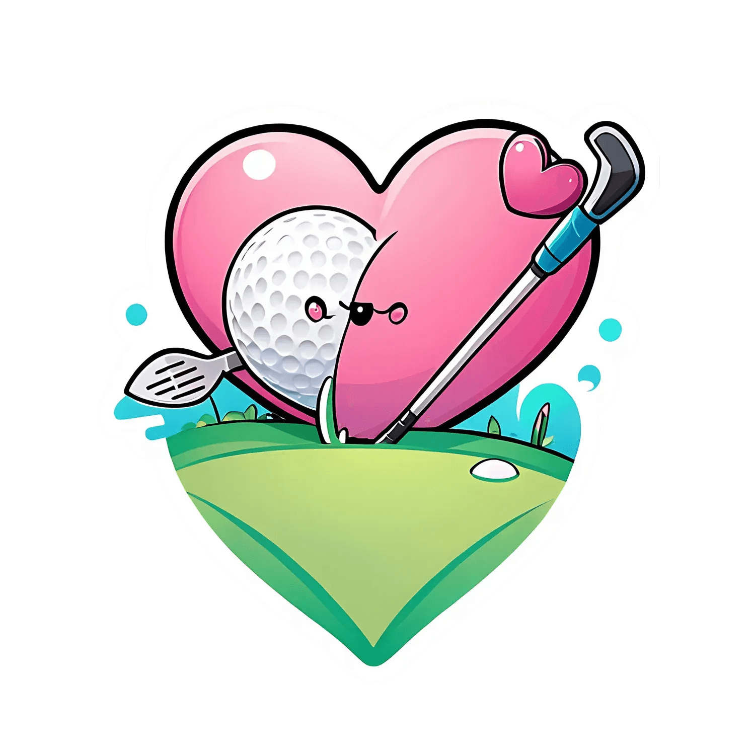 Golf Love Heart - Vinyl Sticker - Heat Press Transfer