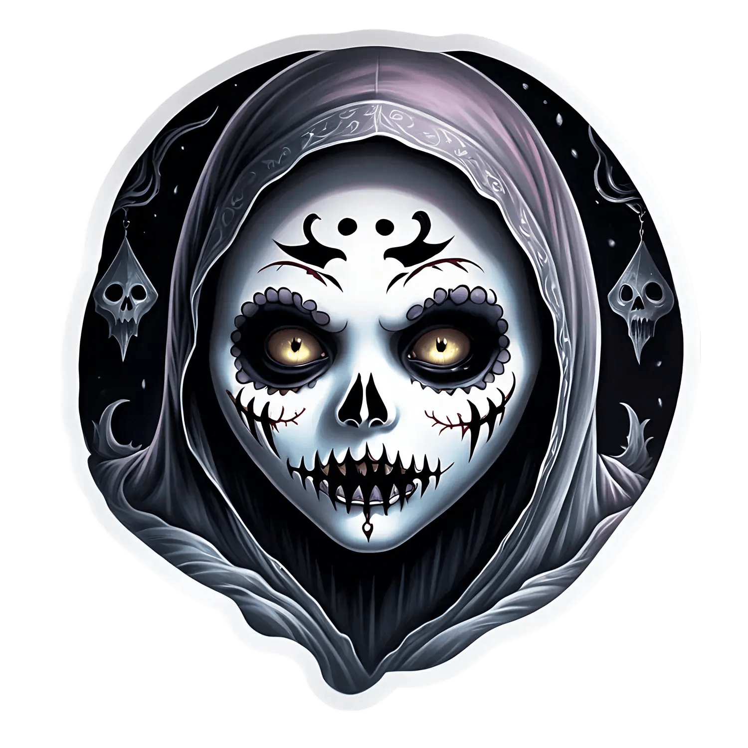 Gothic Skull Sticker - Hauntingly Beautiful UV DTF - Heat Press Transfer