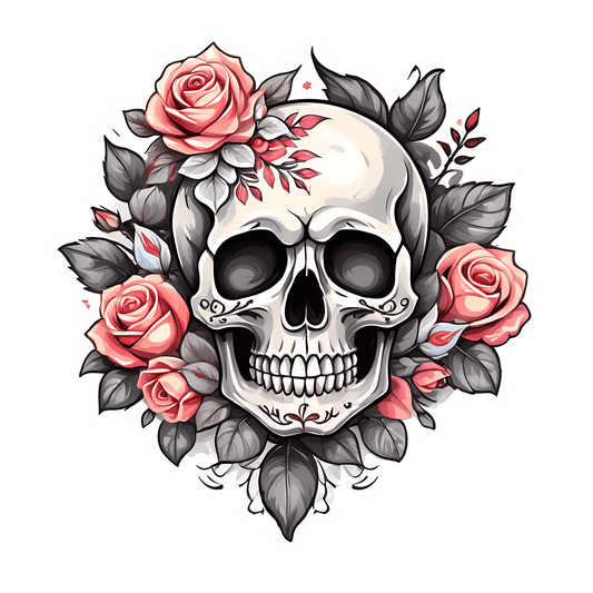 Gothic Skull Rose - Customizable Sticker - Heat Press Transfer