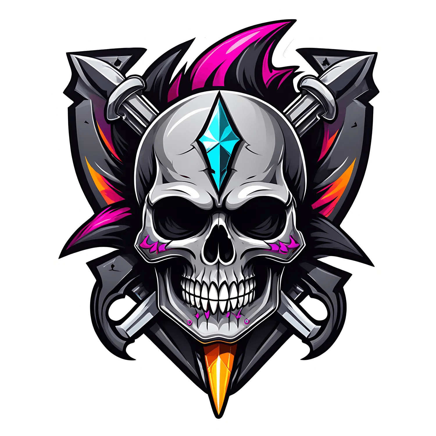 Gothic Skull Sticker - Bold UV DTF Design - Heat Press Transfer