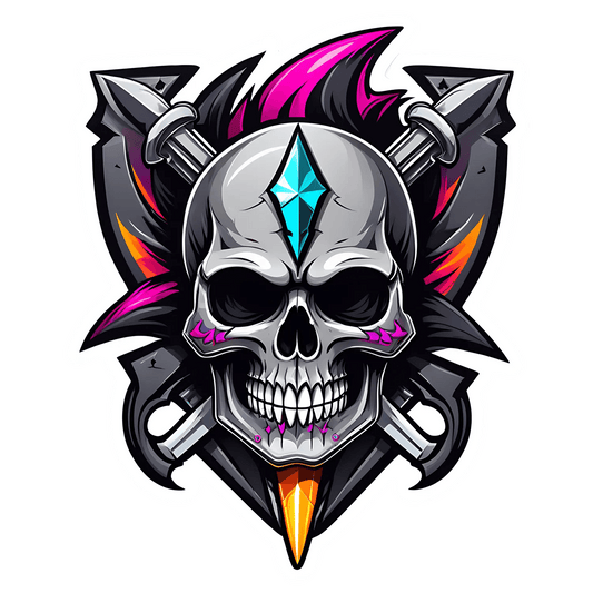 Gothic Skull Sticker - Bold UV DTF Design - Heat Press Transfer