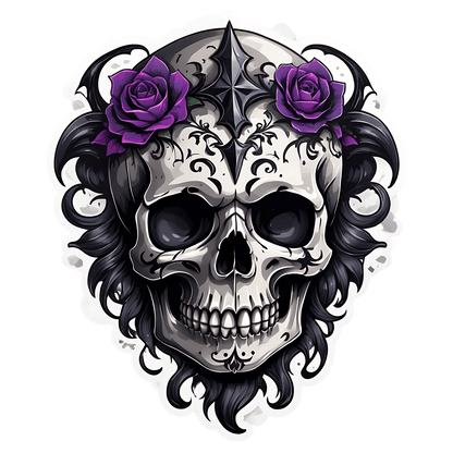 Gothic Skull Sticker - Emblematic Design - Heat Press Transfer