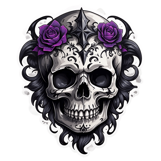 Gothic Skull Sticker - Emblematic Design - Heat Press Transfer