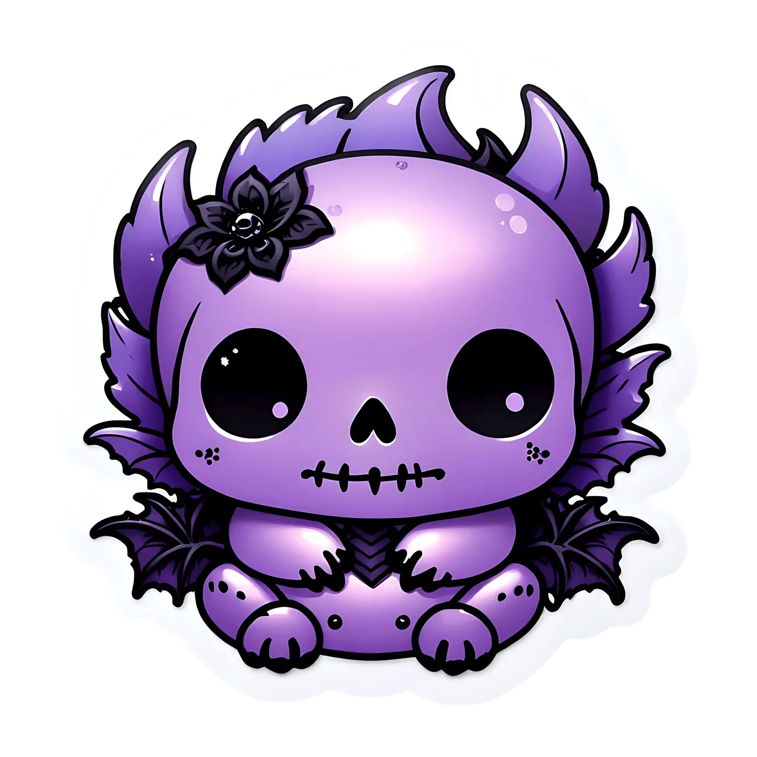 Gothic Skull Sticker - UV DTF Purple Decal - Heat Press Transfer