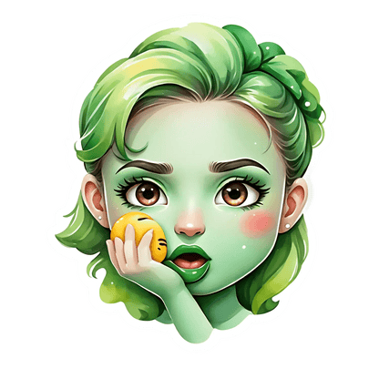 Green-Haired Girl Sticker - Captivating Look - Heat Press Transfer
