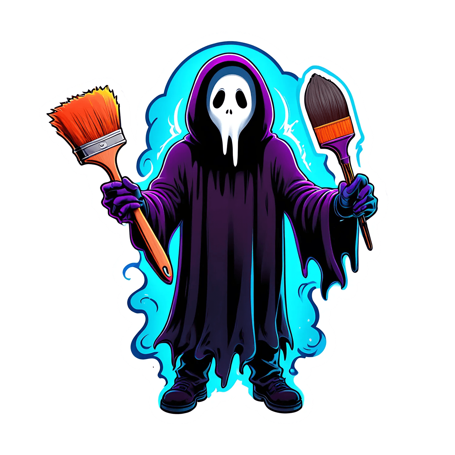 Grim Reaper Painter - UV DTF Sticker - Heat Press Transfer