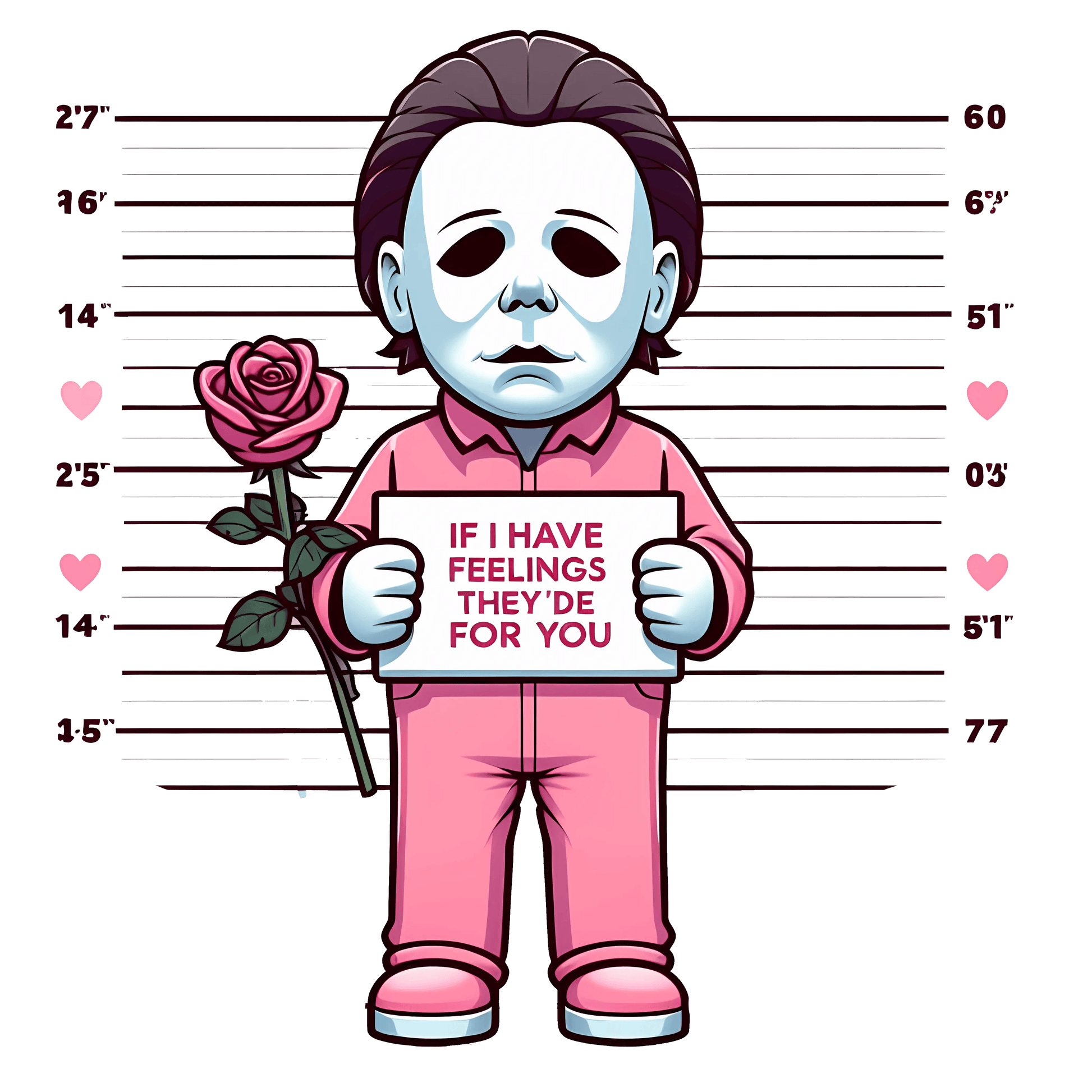 Halloween Michael Myers If I Feelings They'de For You Valentine's Day Design - DTF Ready To Press - Heat Press Transfer