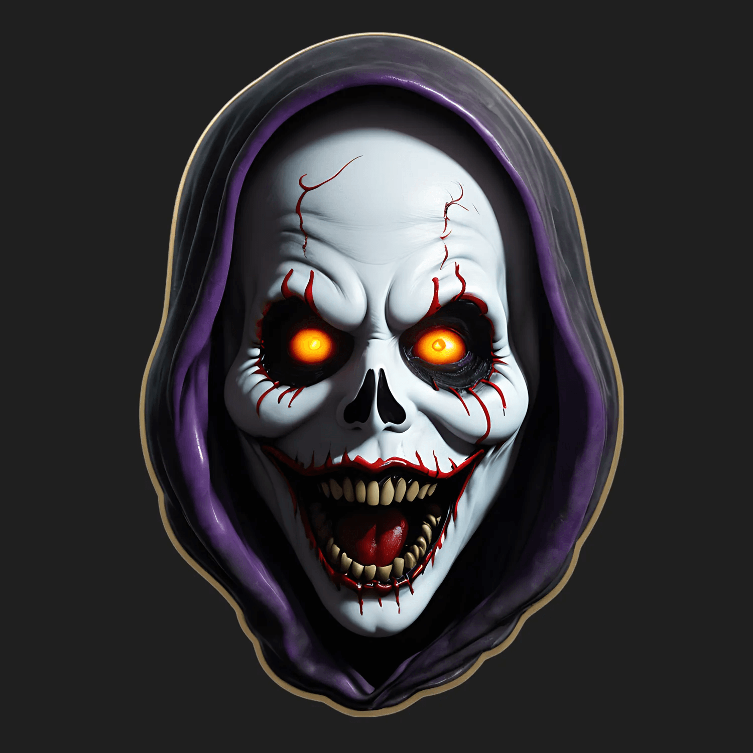 Halloween Skull - Sticker with Glowing Eyes - Heat Press Transfer