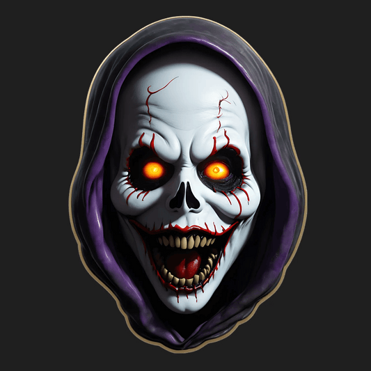 Halloween Skull - Sticker with Glowing Eyes - Heat Press Transfer