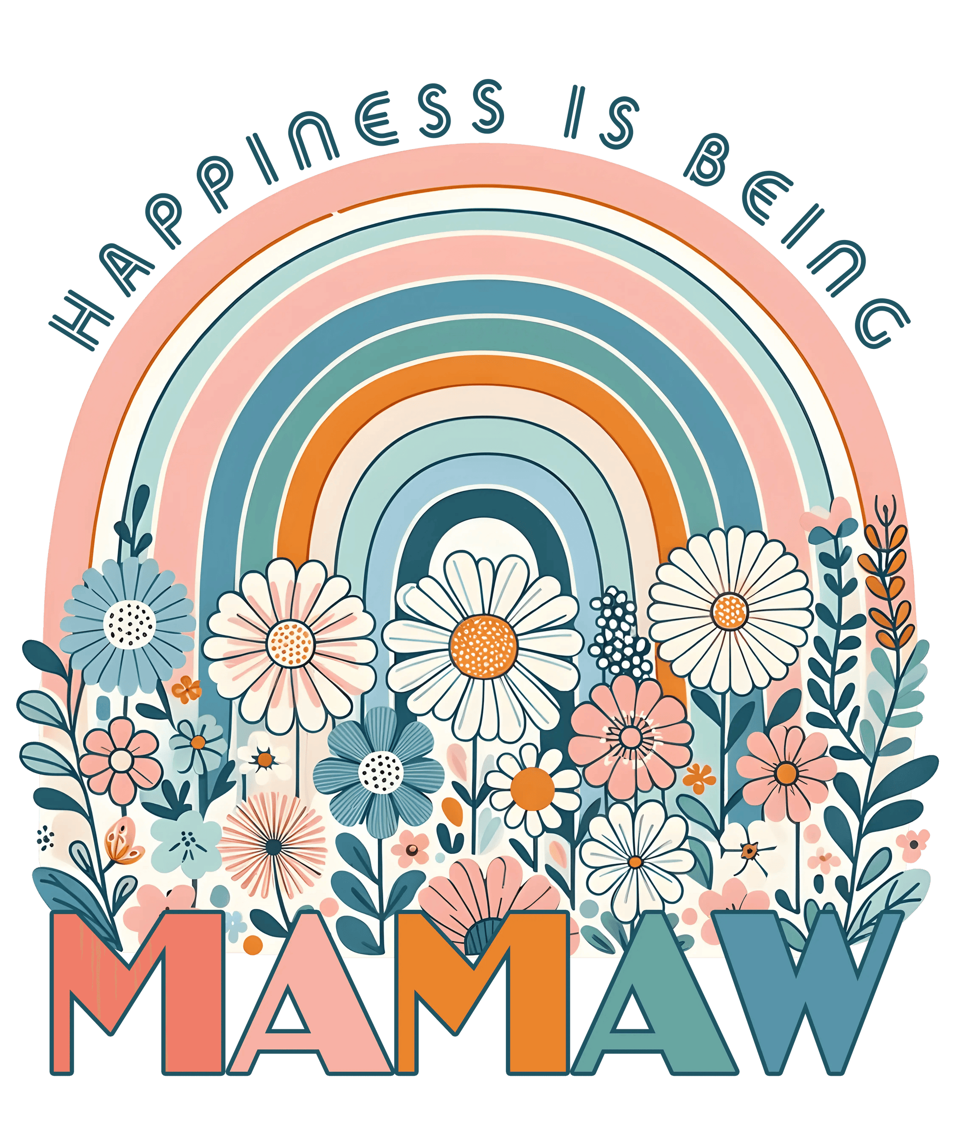 Happines Is Being MamawDesign - DTF Ready To Press - Heat Press Transfer