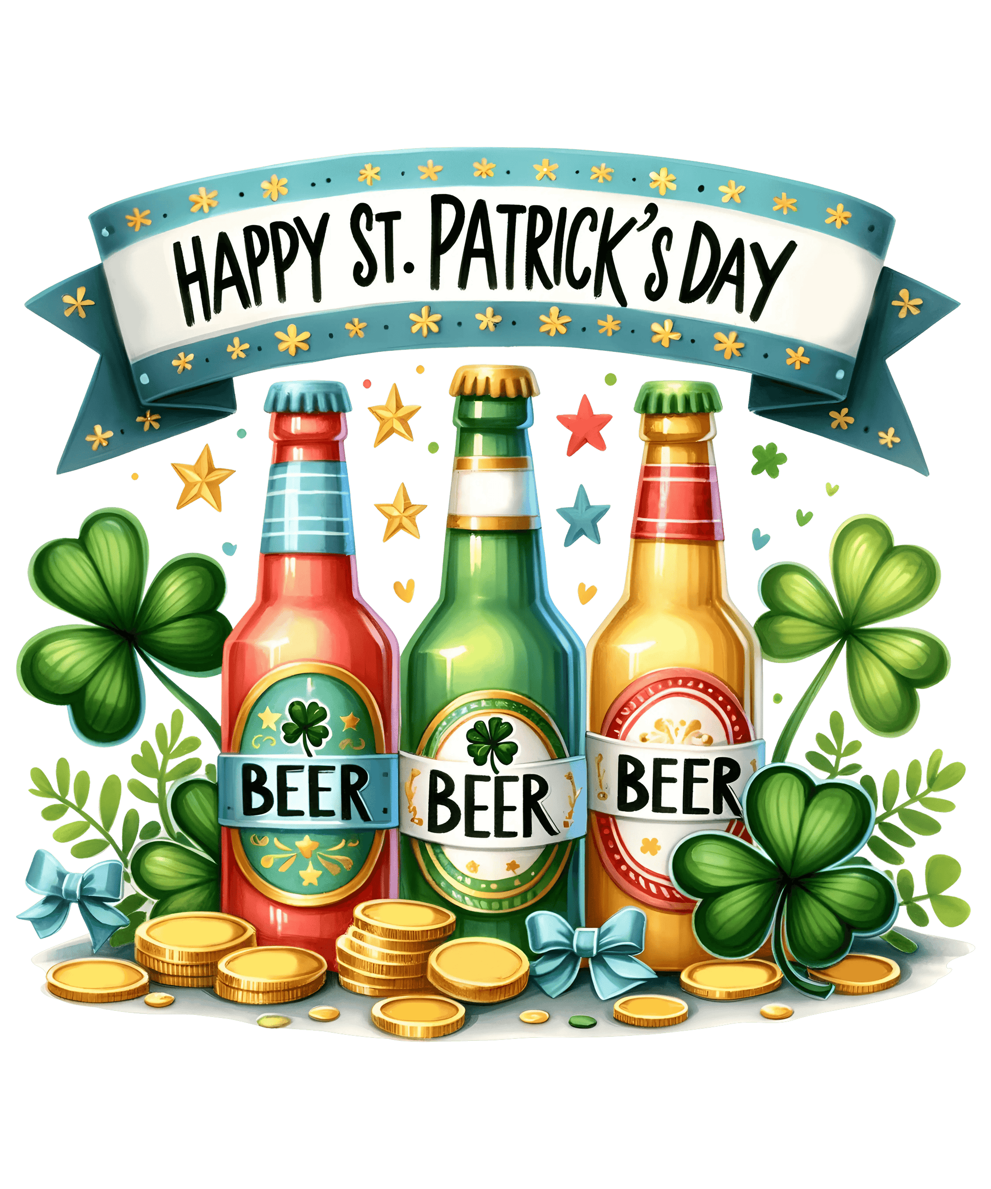 Happy ST. Patrick's Day Beer Design- DTF Ready To Press - Heat Press Transfer