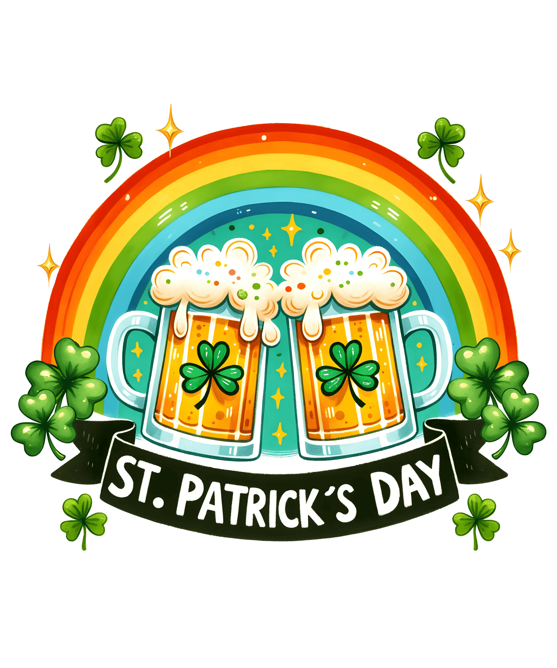 Happy St. Patricks Day Rainbow Design - DTF Ready To Press - Heat Press Transfer