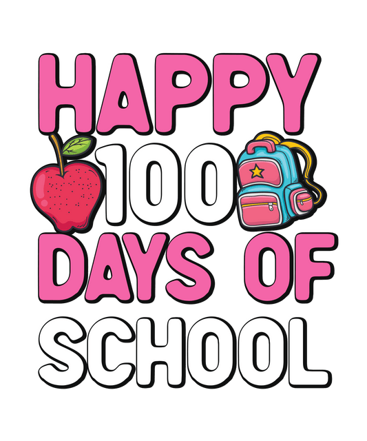 Happy 100 Days of School Apple Design | Heat Press Transfer - Heat Press Transfer