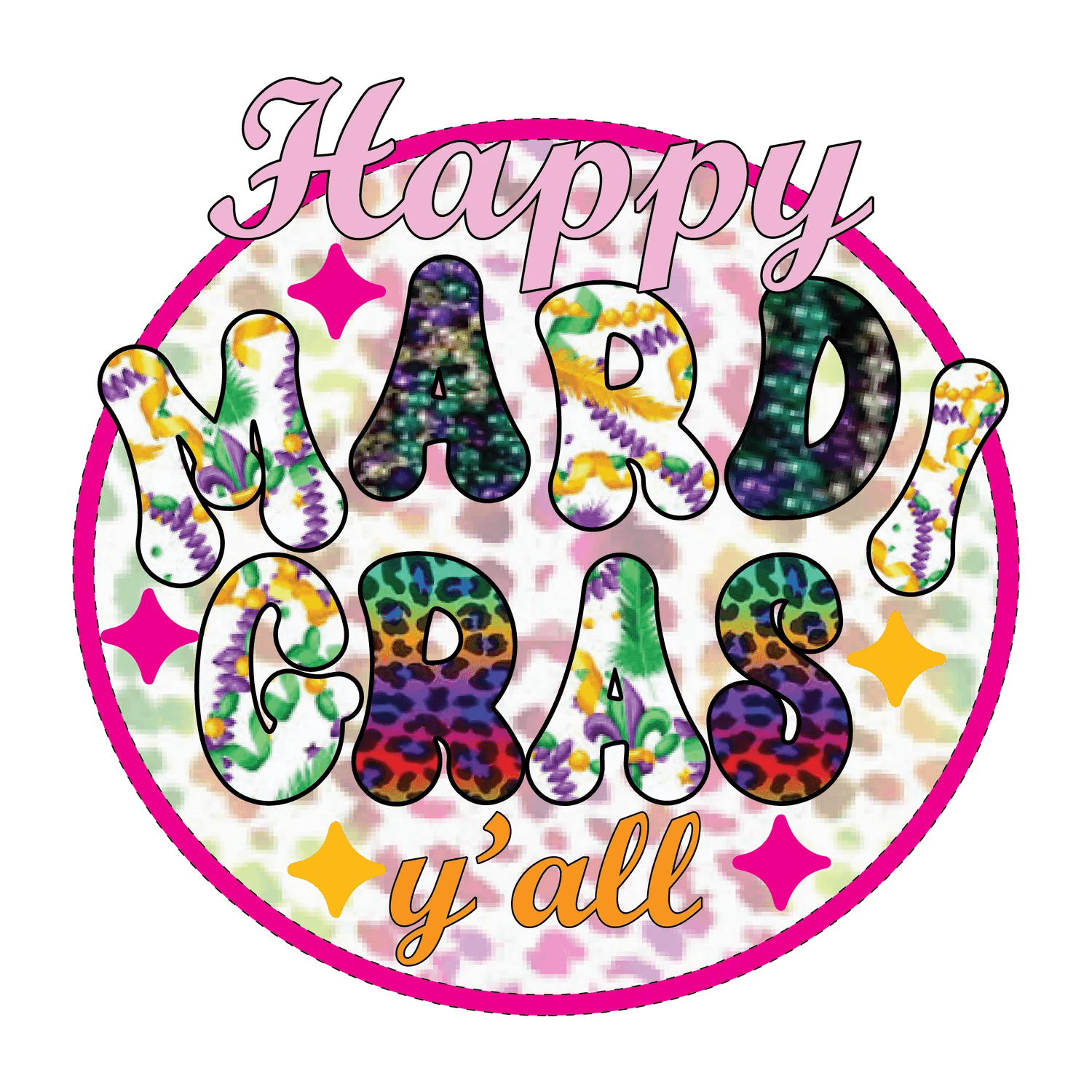 Happy Mardi Gras - DTF Ready to Press - Heat Press Transfer