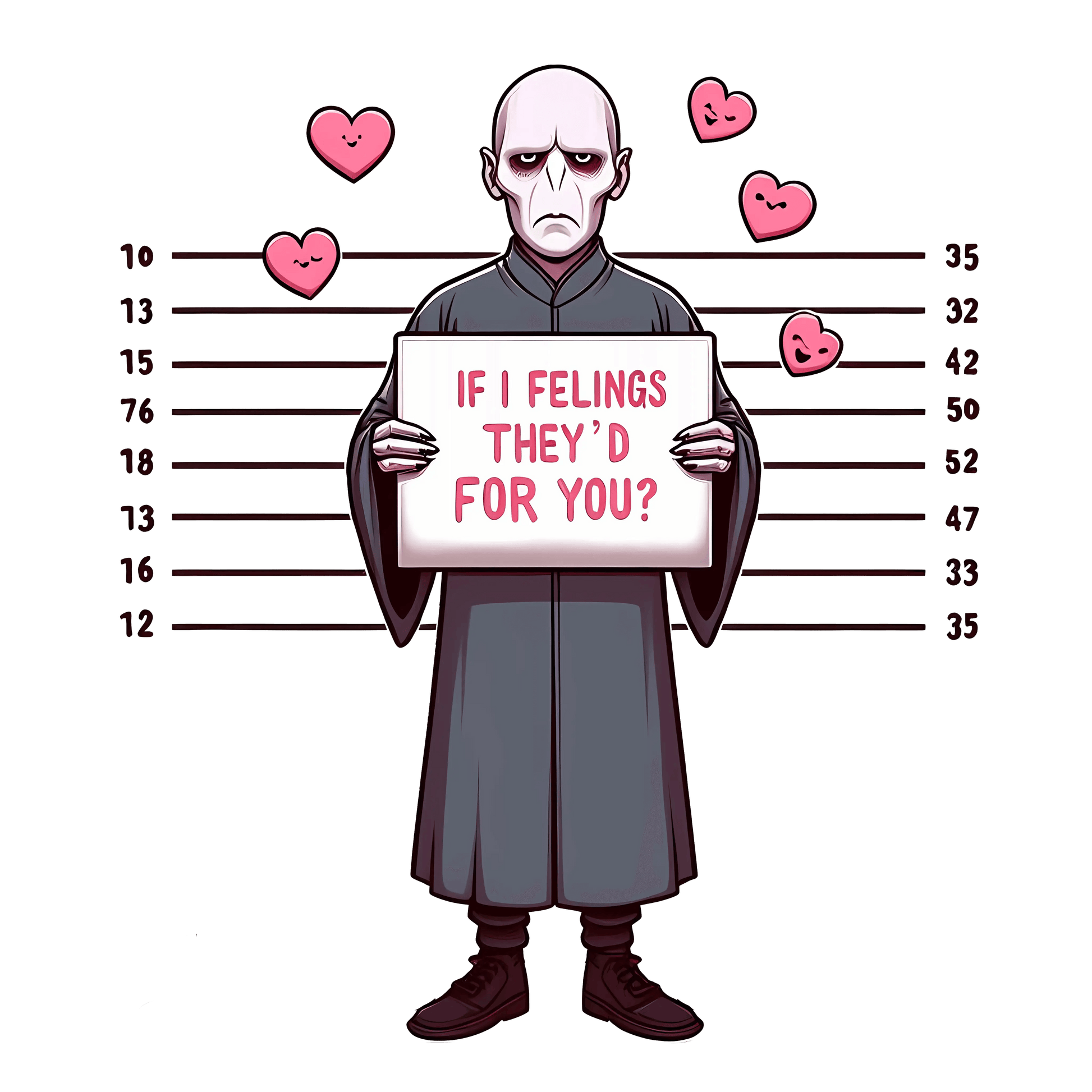 Harry Potter Voldemort If I Felings They'd For You Valentine's Day Design - DTF Ready To Press - Heat Press Transfer