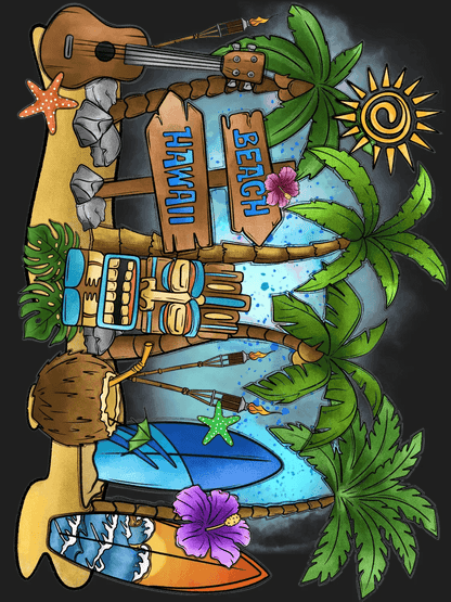 Hawaii Beach Tiki - DTF Ready to Press - Heat Press Transfer