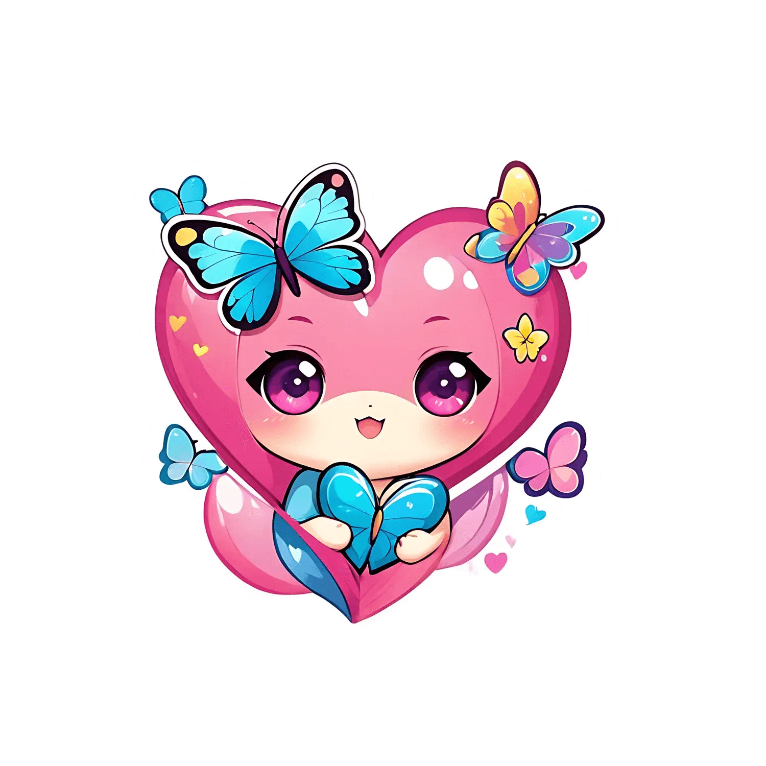 Heart Butterfly - Cute Sticker - Heat Press Transfer