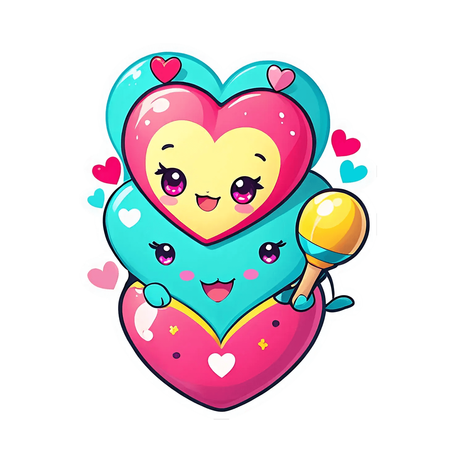 Heart Love - Adorable Sticker - Heat Press Transfer