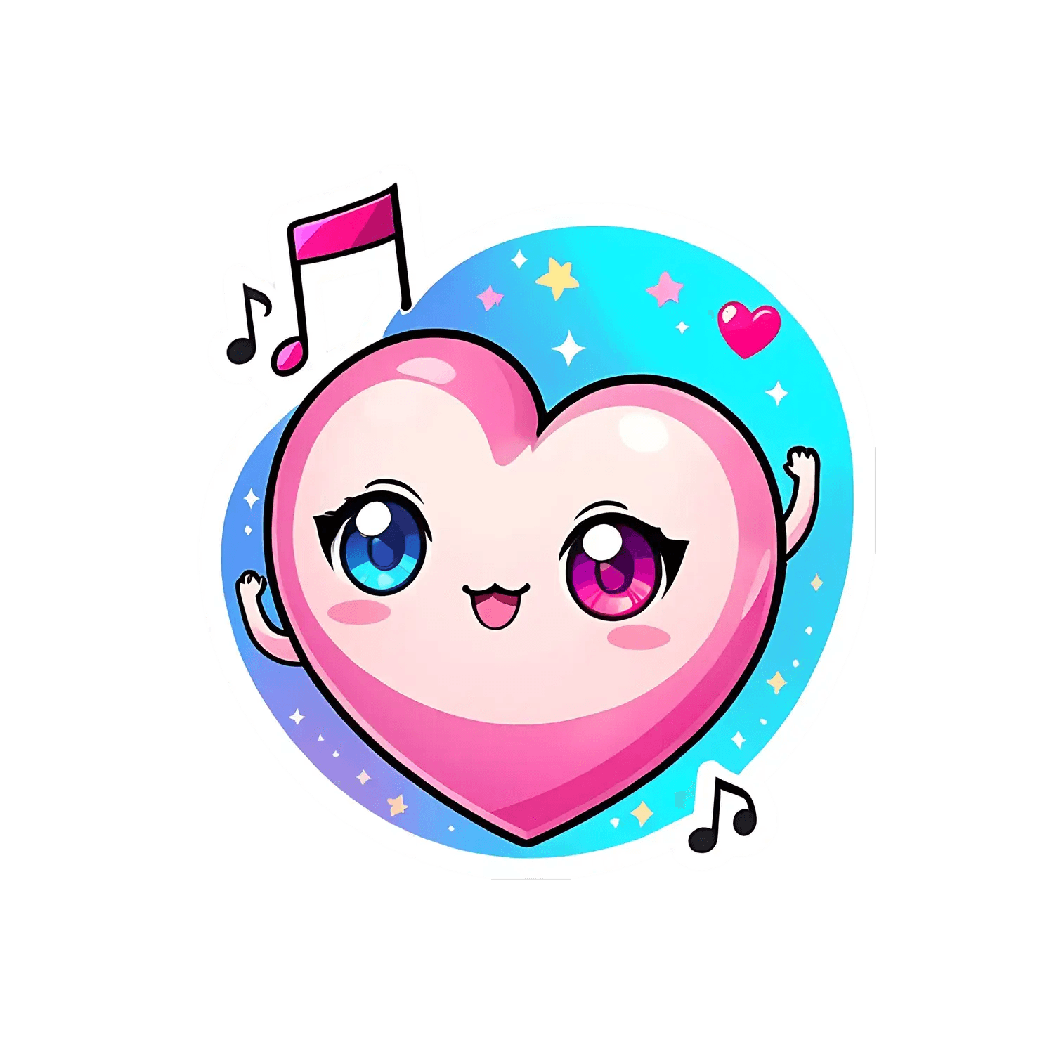 Heart Music UV Sticker - Cute Kawaii Style - Heat Press Transfer