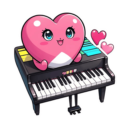 Heart Piano Hybrid - Sticker - Heat Press Transfer