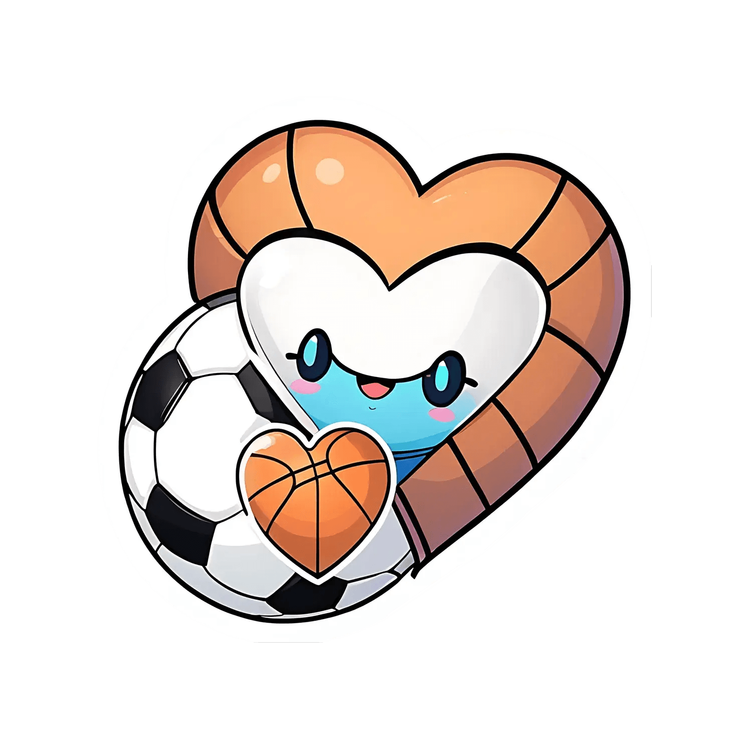 Heart Sports - Cute Sports Sticker - Heat Press Transfer