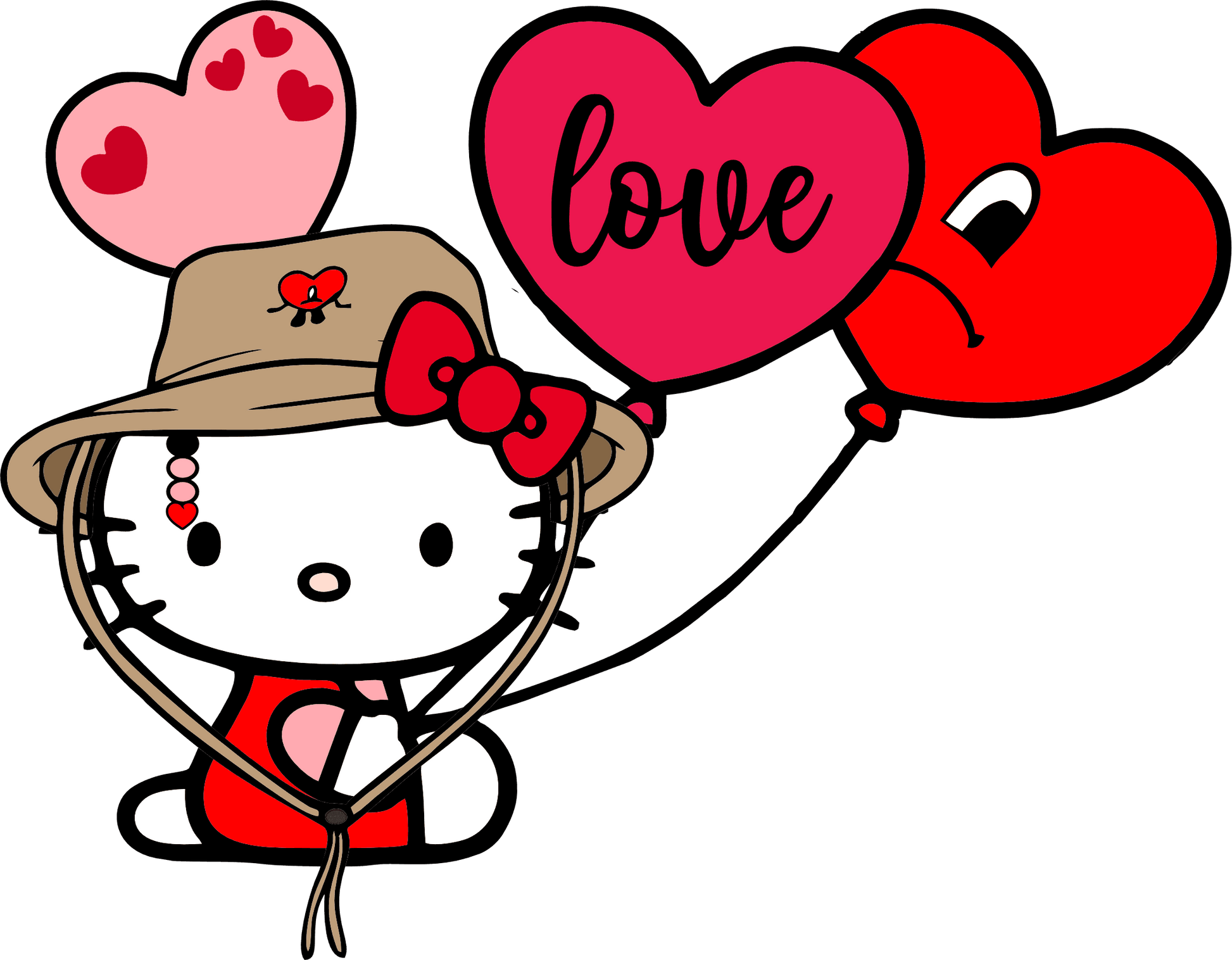 Hello Kitty And Bad Bunny Valentine's Day Love Design - DTF Ready To Press - Heat Press Transfer