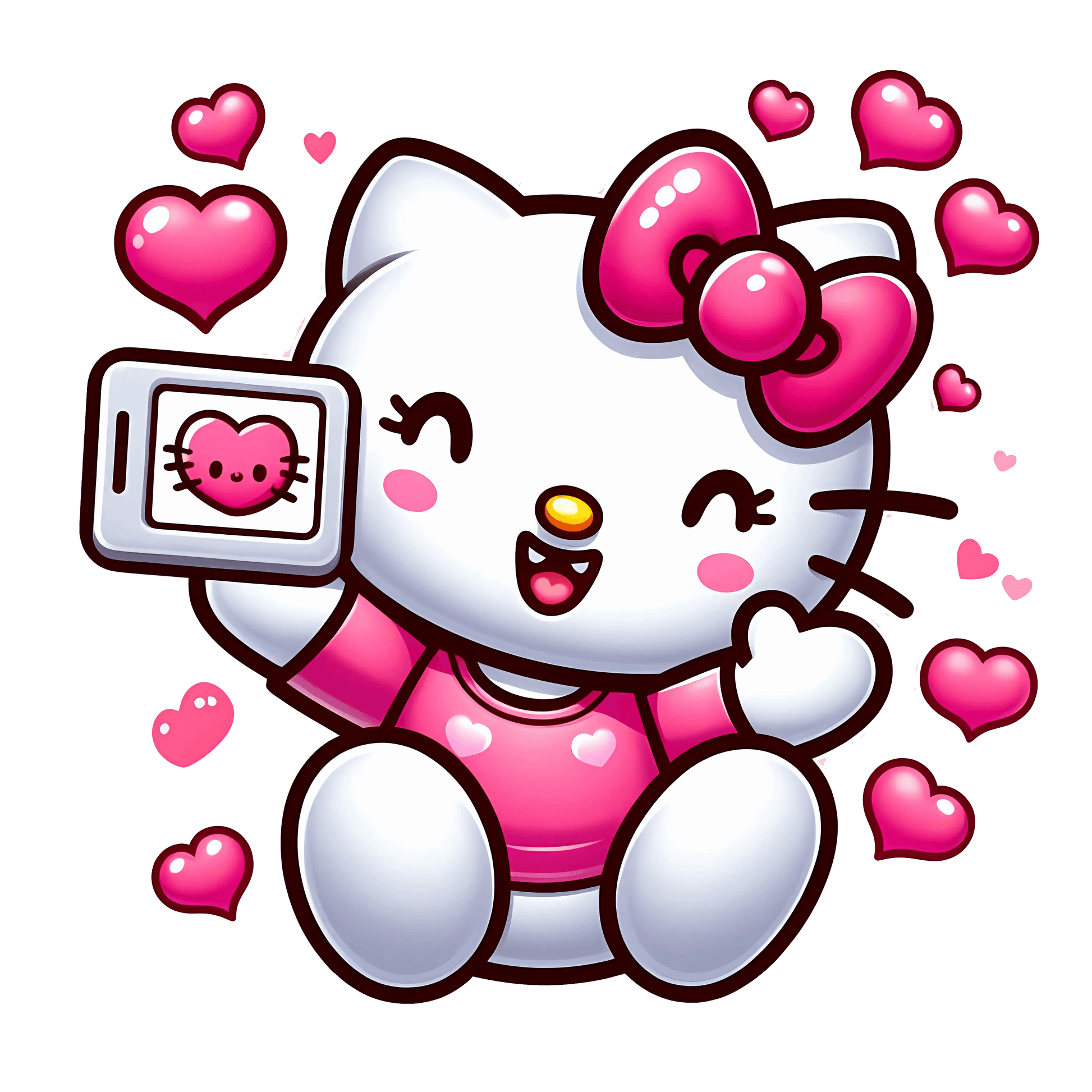Hello Kitty Smile Valentine's Day Design - DTF Ready To Press - Heat Press Transfer