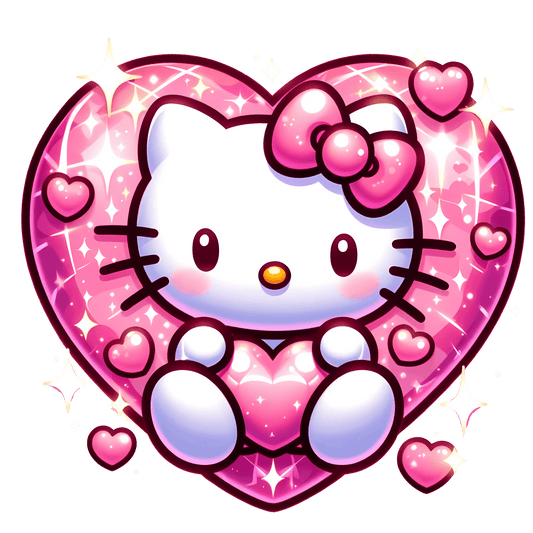 Hello Kitty Valentine Heart Design - DTF Ready To Press - Heat Press Transfer