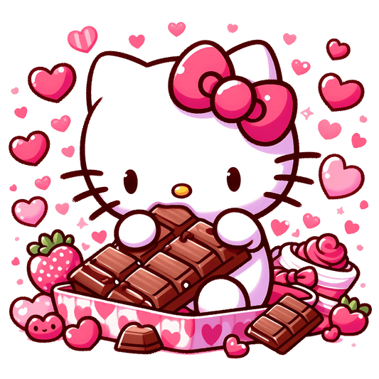 Hello Kitty Valentine's Day Chocolate Design - DTF Ready To Press - Heat Press Transfer