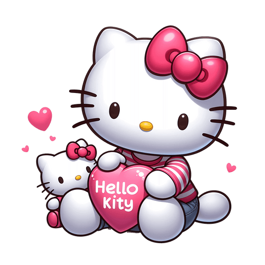 Hello Kitty Valentine's Day Heart Design - DTF Ready To Press - Heat Press Transfer