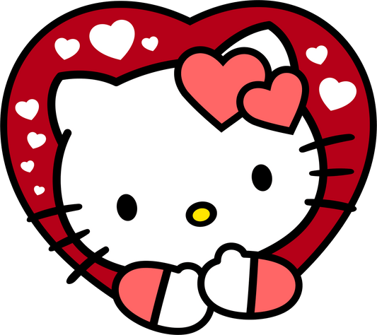Hello Kitty Valentine's Day Heart Design - DTF Ready To Press - Heat Press Transfer