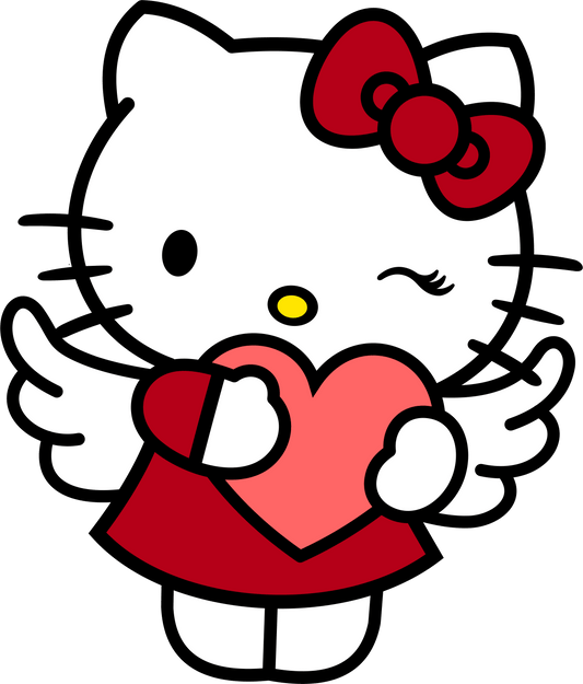 Hello Kitty Valentine's Day Heart Design - DTF Ready To Press - Heat Press Transfer