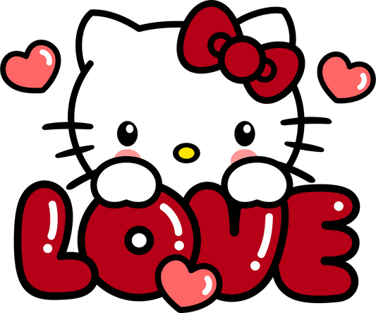 Hello Kitty Valentine's Day Love Design - DTF Ready To Press - Heat Press Transfer