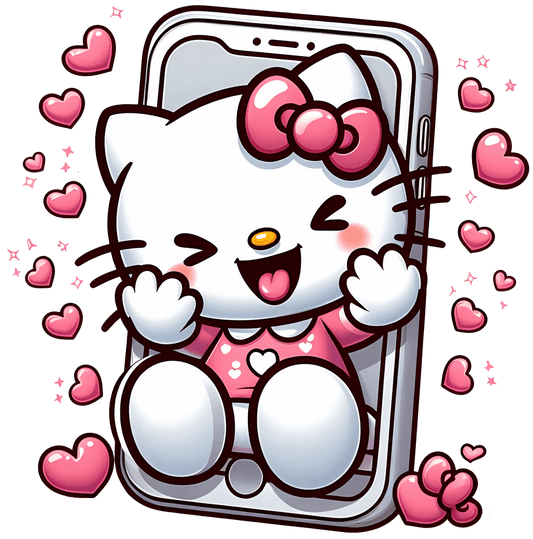 Hello Kitty Video Call Valentine's Day Design - DTF Ready To Press - Heat Press Transfer