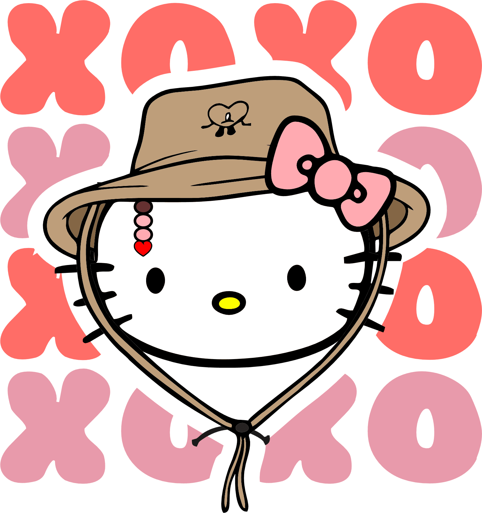 Hello Kitty XOXO Bad Bunny Valentine's Day Design - DTF Ready To Press - Heat Press Transfer