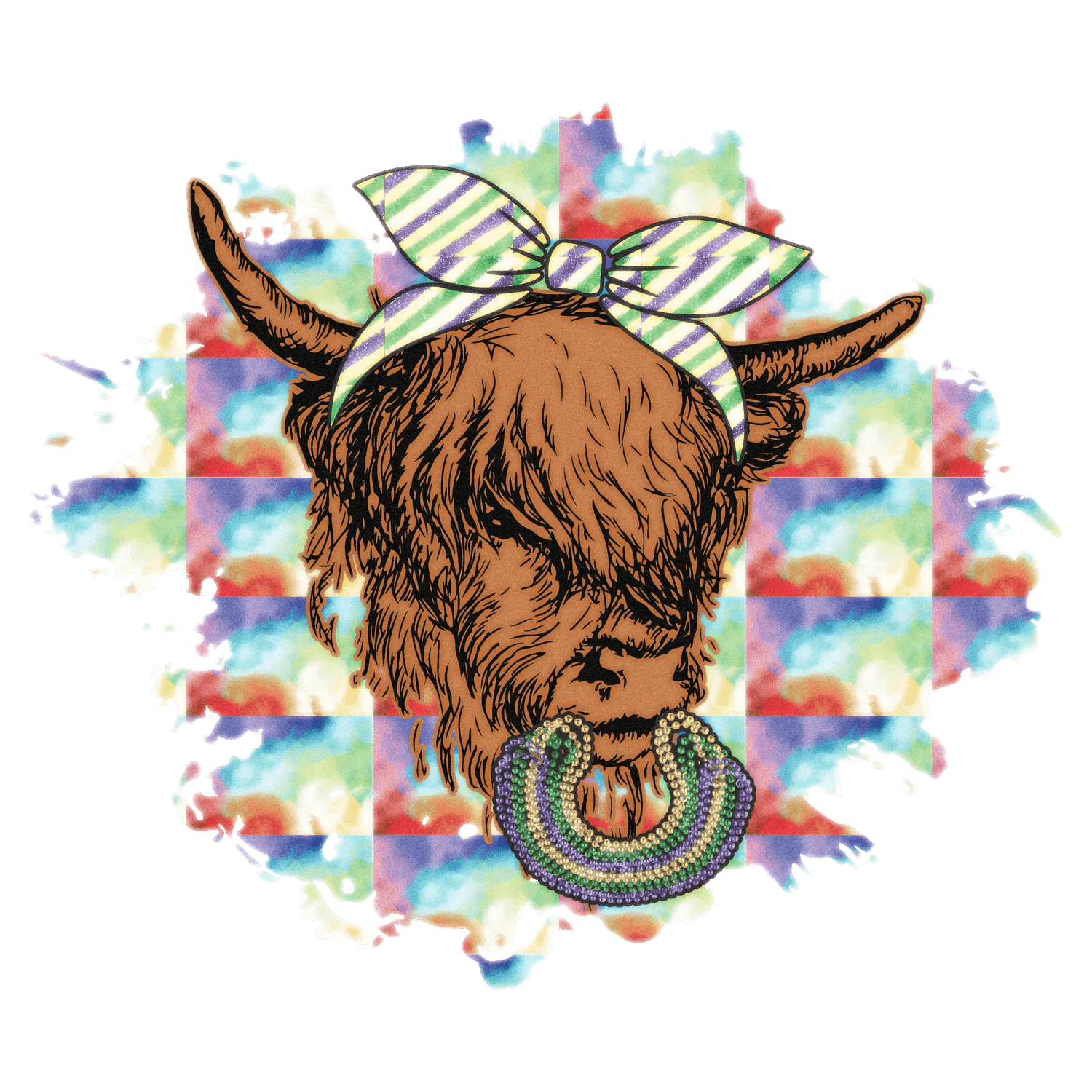 Highland Cow Bowtie - DTF Ready to Press - Heat Press Transfer