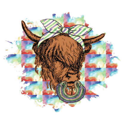 Highland Cow Bowtie - DTF Ready to Press - Heat Press Transfer