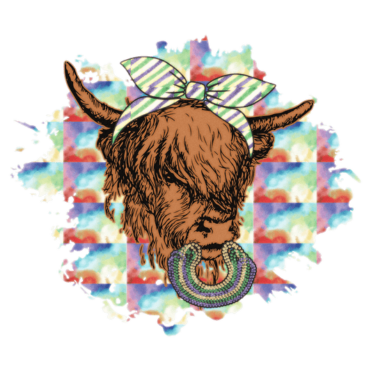 Highland Cow Bowtie - DTF Ready to Press - Heat Press Transfer