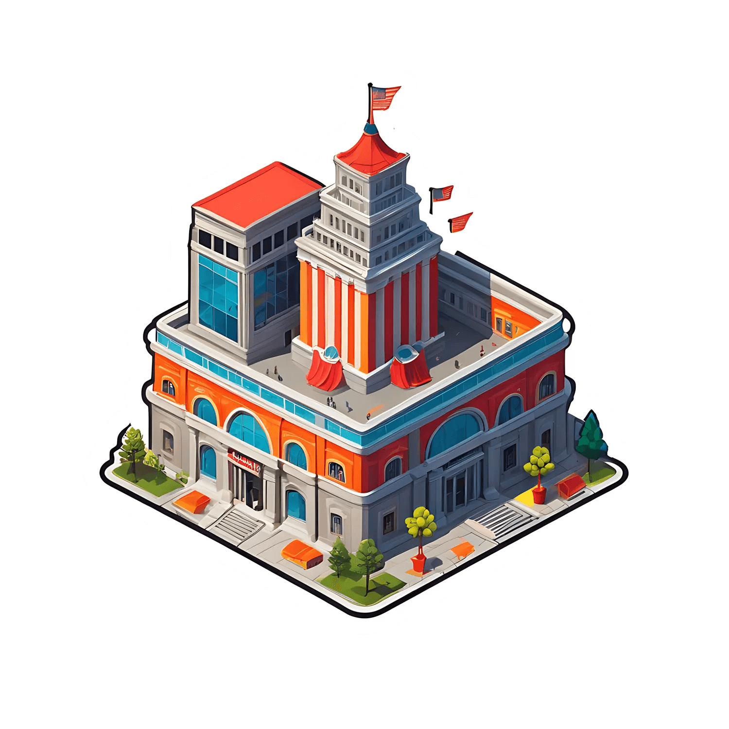 Historic Building Sticker - UV DTF Art - Heat Press Transfer