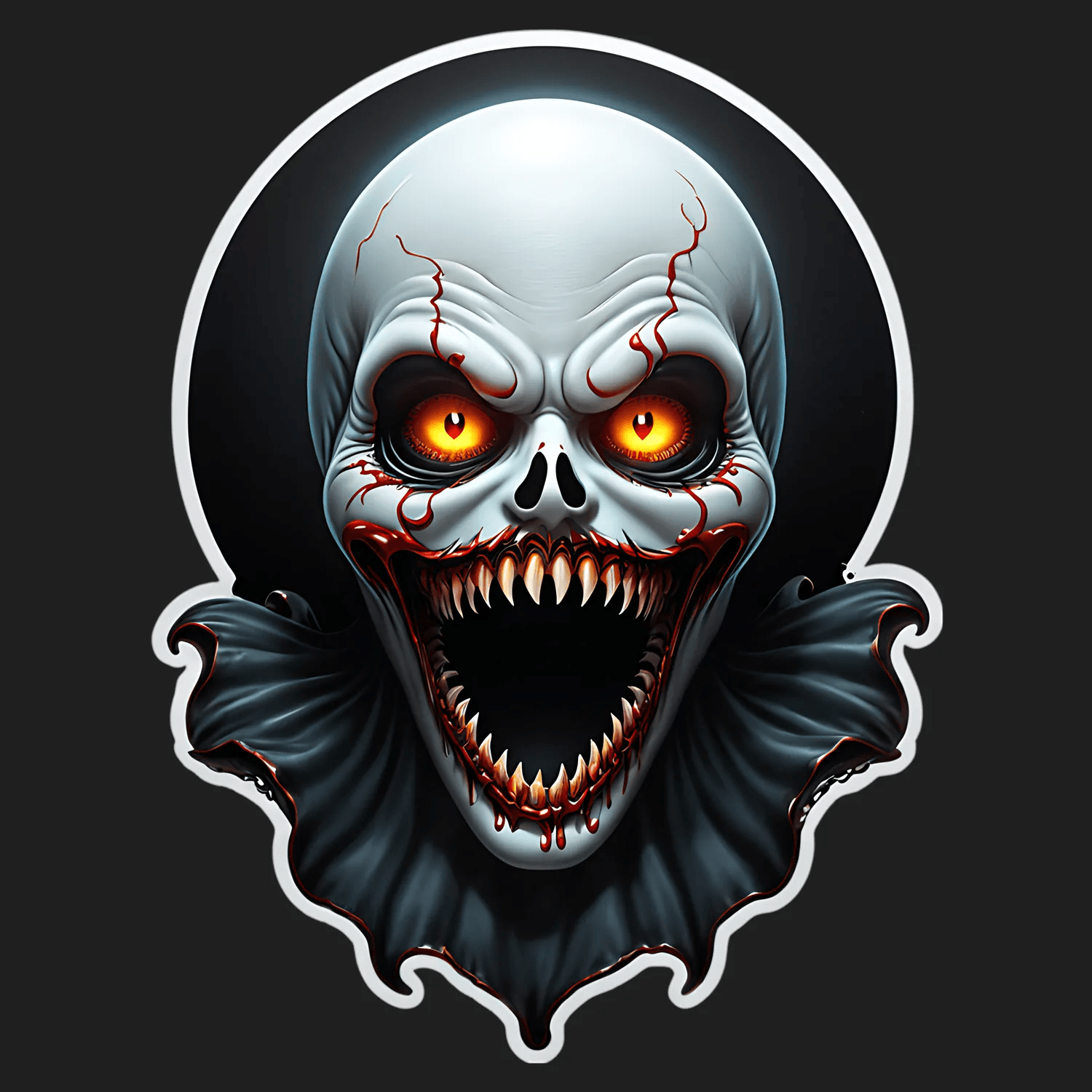 Horror Skull Sticker - UV DTF Design - Heat Press Transfer