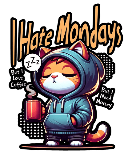 I Hate Mondays Cat - DTF Ready to Press - Heat Press Transfer