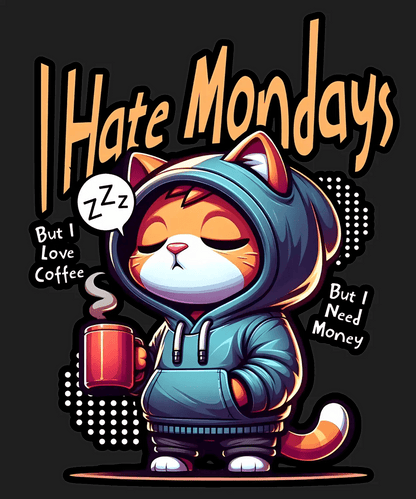 I Hate Mondays Cat - DTF Ready to Press - Heat Press Transfer