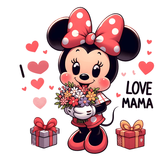 I Love Mom Minnie Mouse Design - DTF Ready To Press - Heat Press Transfer