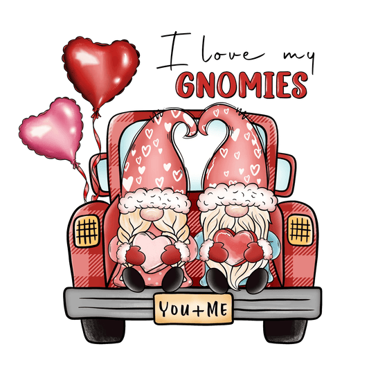 I Love My Gnomies Valentine's Day Truck Design - DTF Ready To Press - Heat Press Transfer