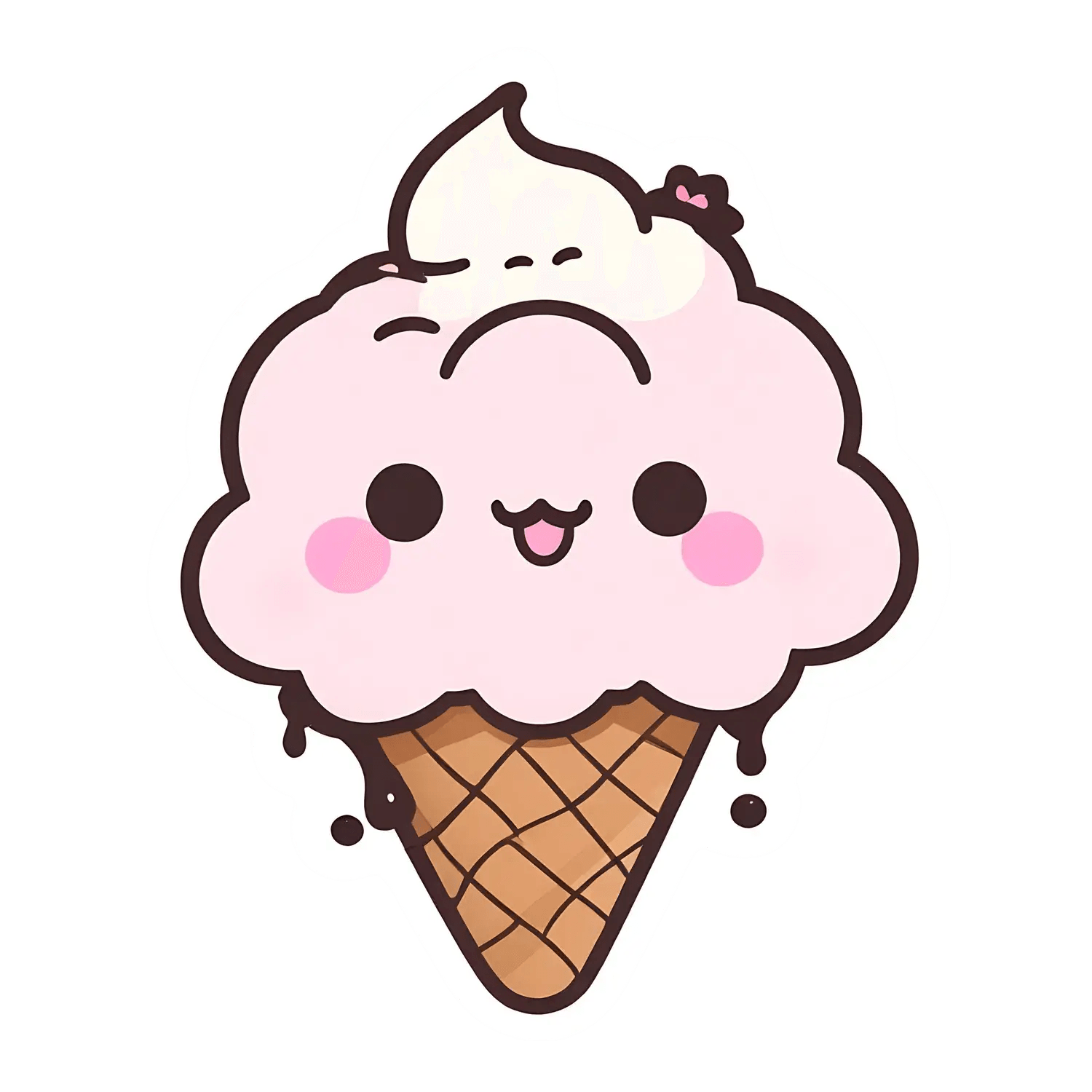 Ice Cream Cone - Kawaii Sticker - Heat Press Transfer