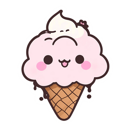 Ice Cream Cone - Kawaii Sticker - Heat Press Transfer